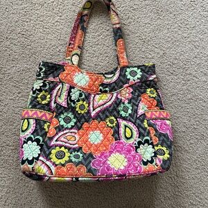 Vera Bradley Ziggy Zinnia Pleated Shoulder Bag Tote